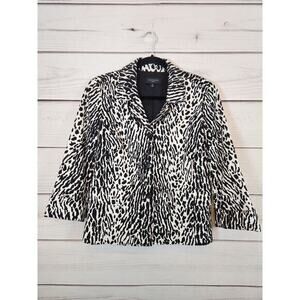 Talbots Women's Cotton Spandex Blend Lined‎ Animal Print Blazer Size 12P